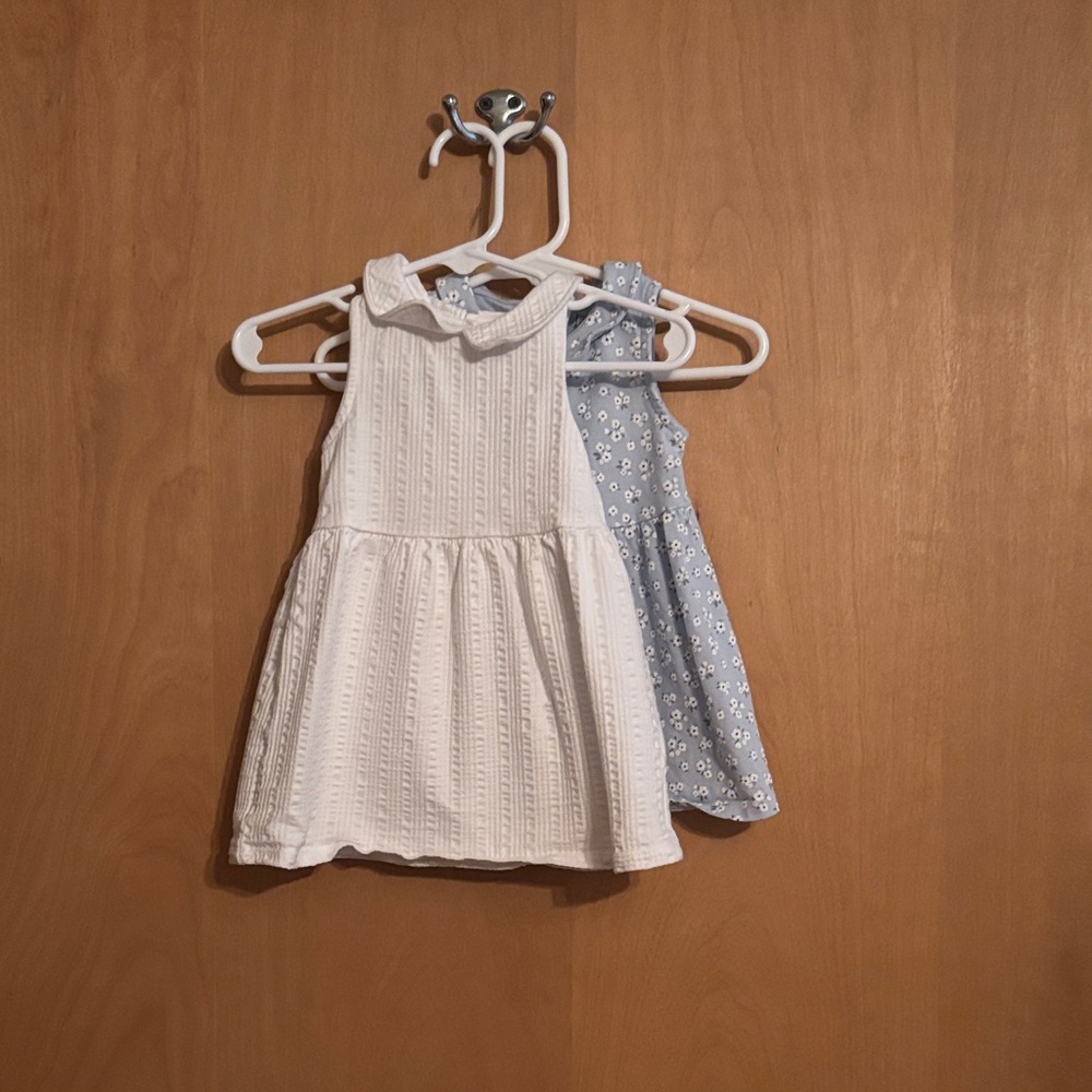 Charming White and Blue Baby Dresses